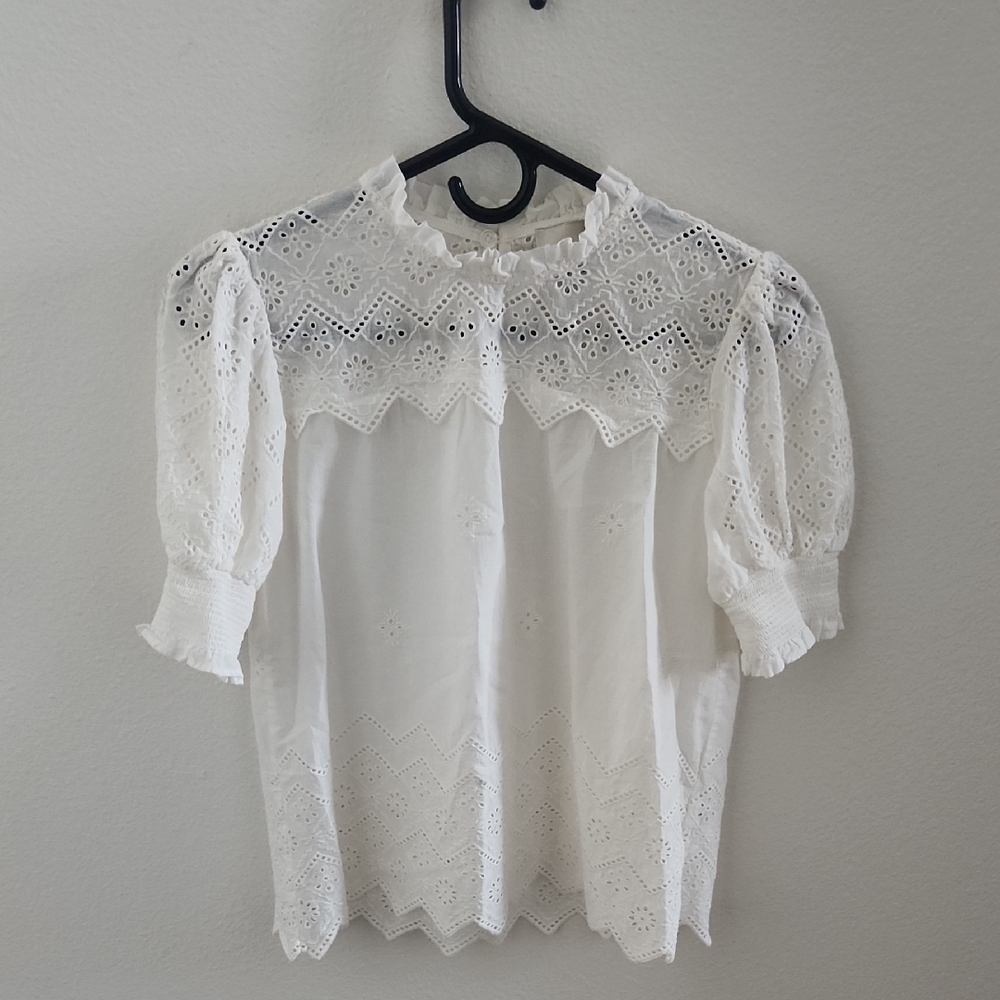 Industry White Eyelet Lace Blouse